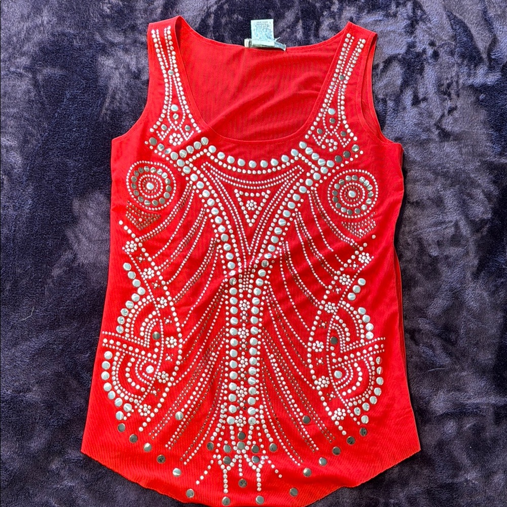Alberto Malaki Red Embellished Women's Top